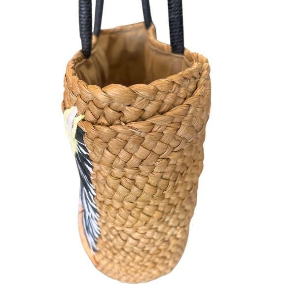 EUC Tabitha Brown for Target Abstract Botanical Woven Straw Tote Beach Bag - Picture 4 of 10